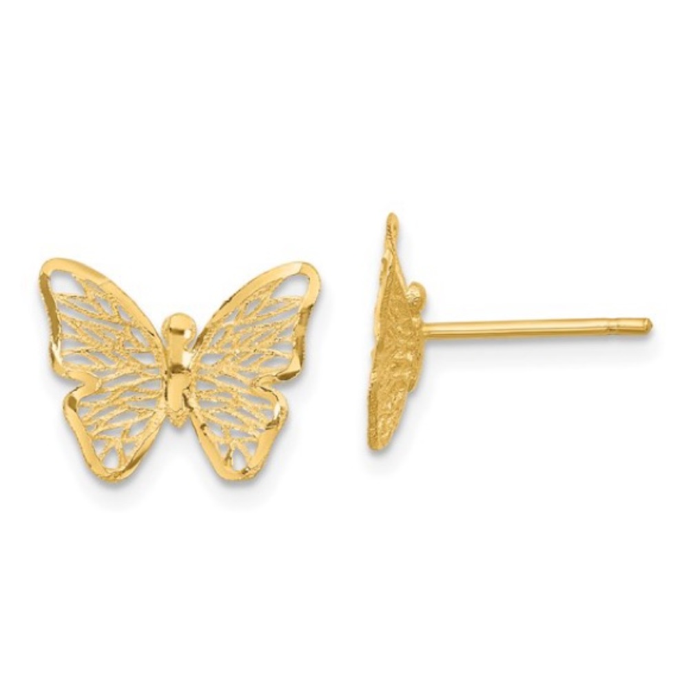 14K Yellow Gold Beautiful Butterfly Earrings